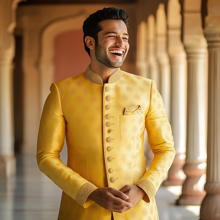 araffe-man-yellow-suit-smiling-hallway_1034062-84406